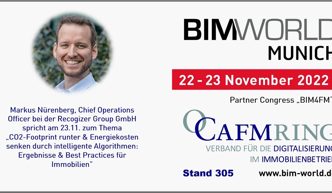 Markus Nürenberg spricht auf dem Partnerkongress „BIM4FM“ zum Thema „CO2-Footprint runter & Energiekosten senken durch intelligente Algorithmen: Ergebnisse & Best Practices für Immobilien”