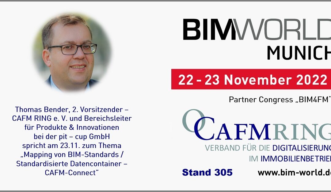 Thomas Bender spricht auf dem Partnerkongress „BIM4FM“ zum Thema „Mapping von BIM-Standards, Standardisierte Datencontainer – CAFM-Connect”