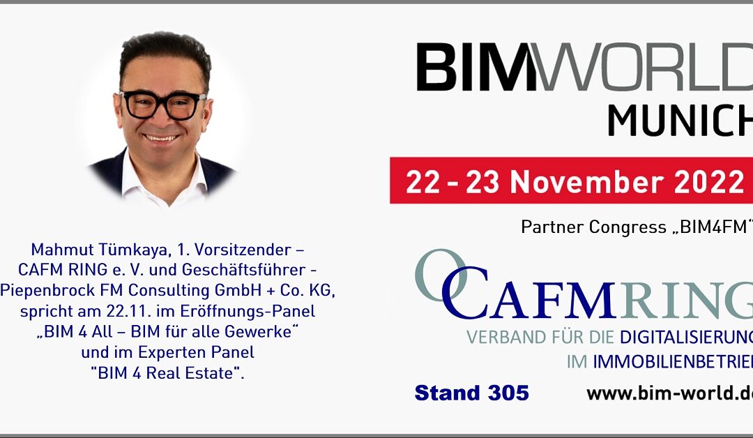 Mahmut Tümkaya spricht im Eröffnungs-Panel „BIM 4 All – BIM für alle Gewerke“ und im Experten Panel „BIM 4 Real Estate“
