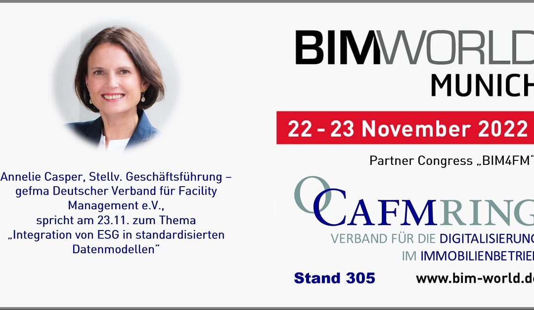 Annelie Casper spricht auf dem Partnerkongress „BIM4FM“ zum Thema „Integration von ESG in standardisierten Datenmodellen“